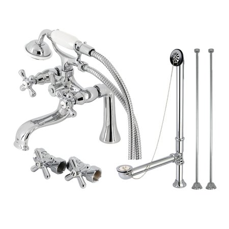 KINGSTON BRASS CCK228C Deck Mount Clawfoot Tub Faucet Package with Supply Line, Polished Chrome CCK228C